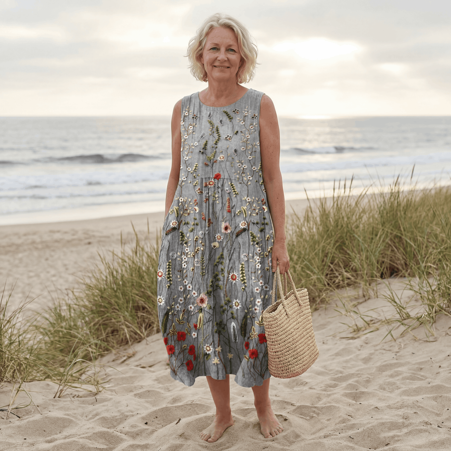 CARINA™ | Embroidered Meadow Midi Dress