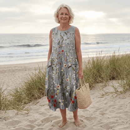 CARINA™ | Embroidered Meadow Midi Dress