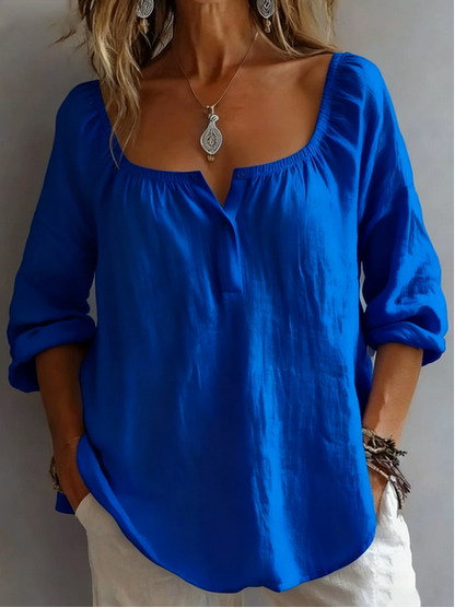 SOPHIE™ | Square Neck Linen Blouse