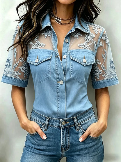 FAYE™ | Lace Denim Shirt
