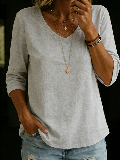 INA™ | Cotton V-Neck Top