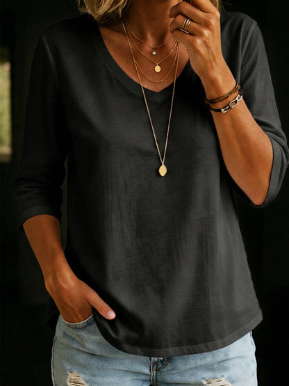 INA™ | Cotton V-Neck Top