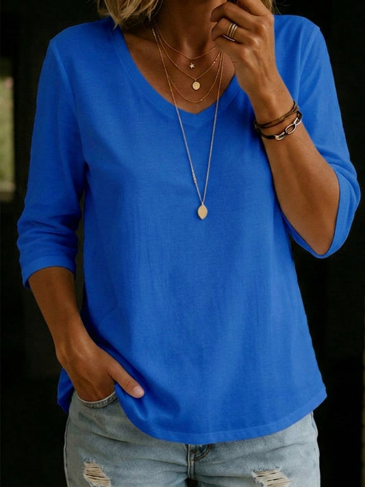 INA™ | Cotton V-Neck Top