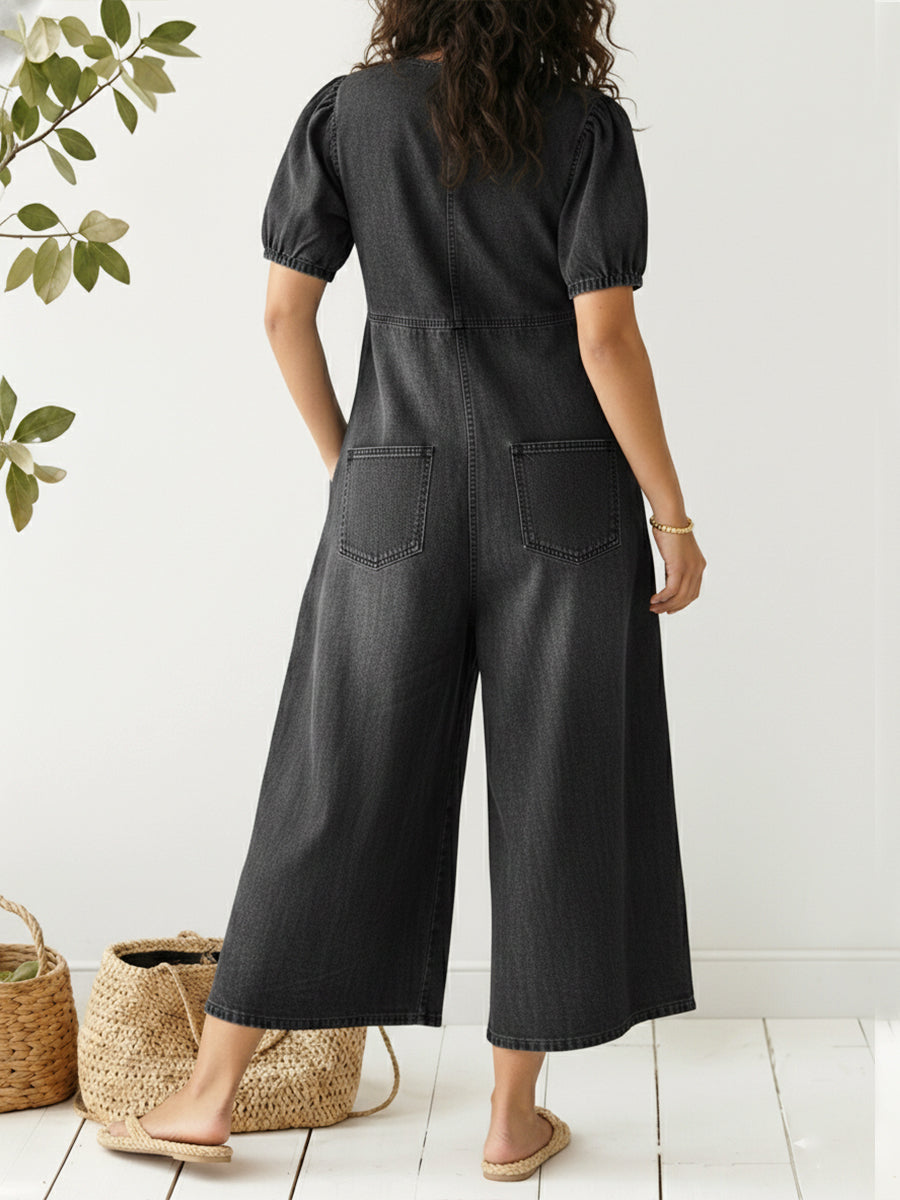 COLETTE™ | Tie-Front Denim Jumpsuit
