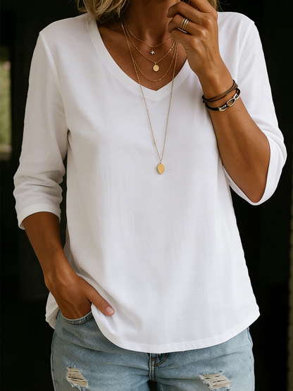 INA™ | Cotton V-Neck Top
