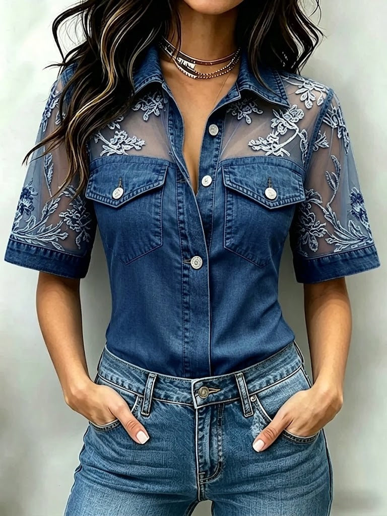 FAYE™ | Lace Denim Shirt