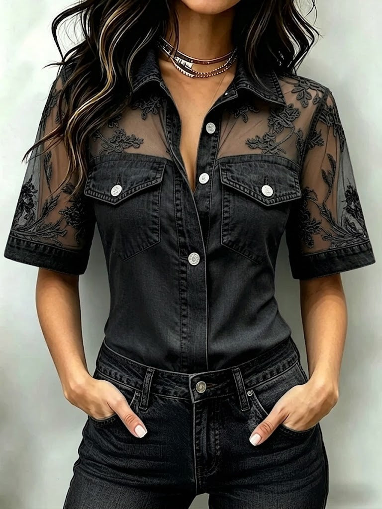 FAYE™ | Lace Denim Shirt