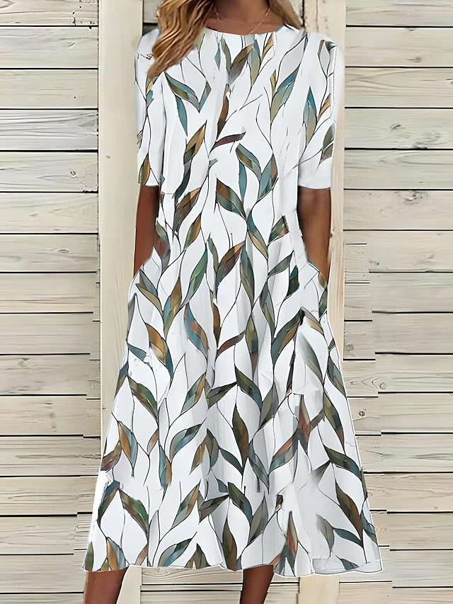 CARMEN™ | Leaf Print Midi Dress