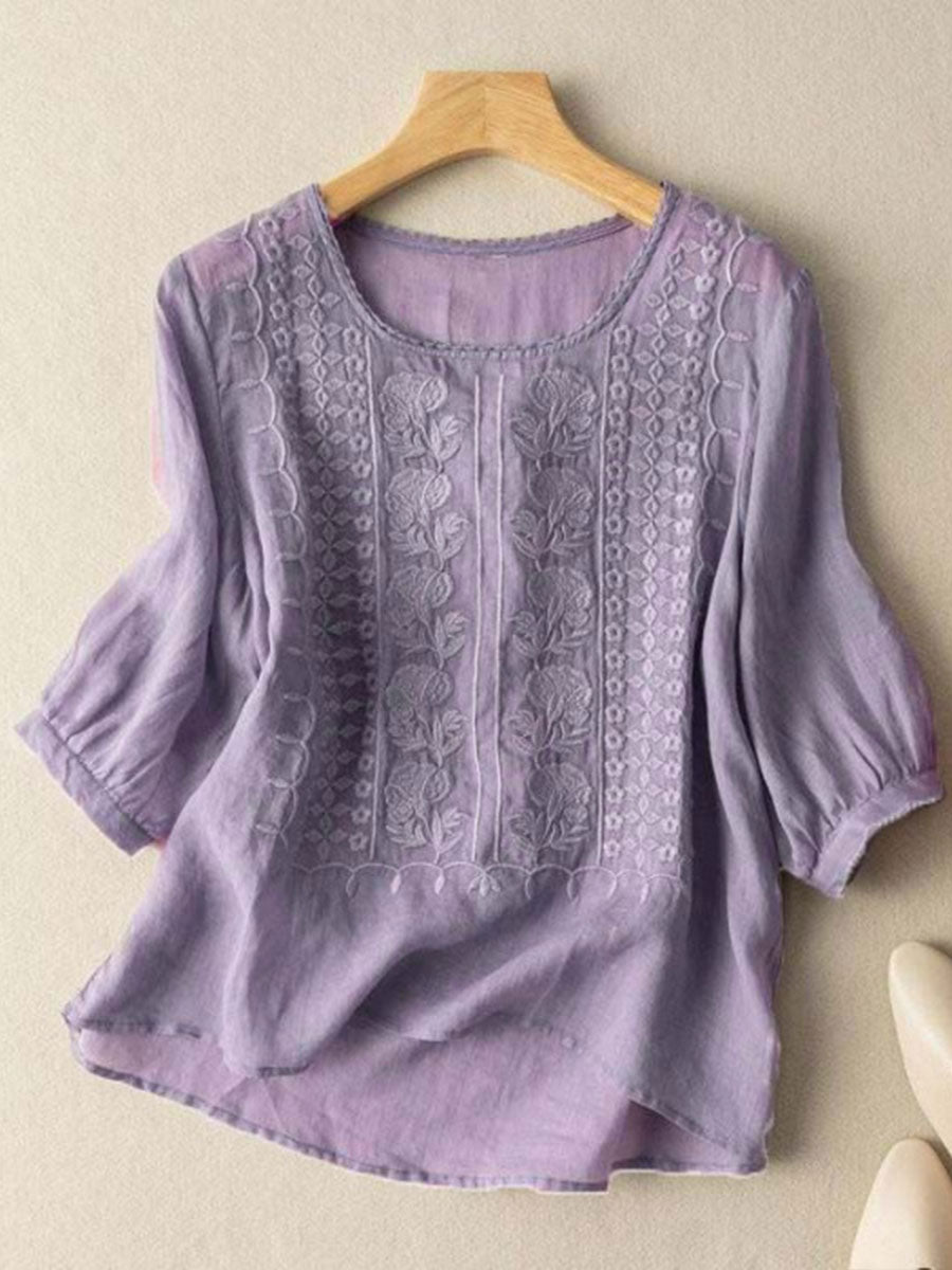 CALLIE™ | Embroidered Linen Top
