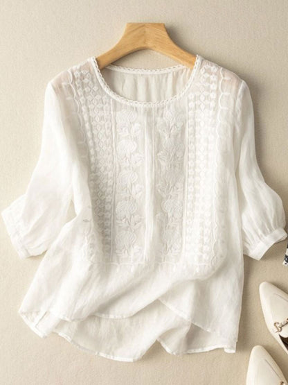 CALLIE™ | Embroidered Linen Top