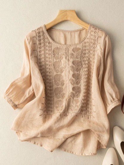CALLIE™ | Embroidered Linen Top