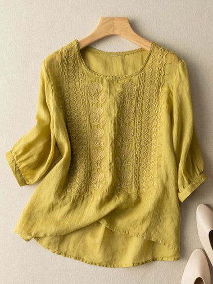 CALLIE™ | Embroidered Linen Top