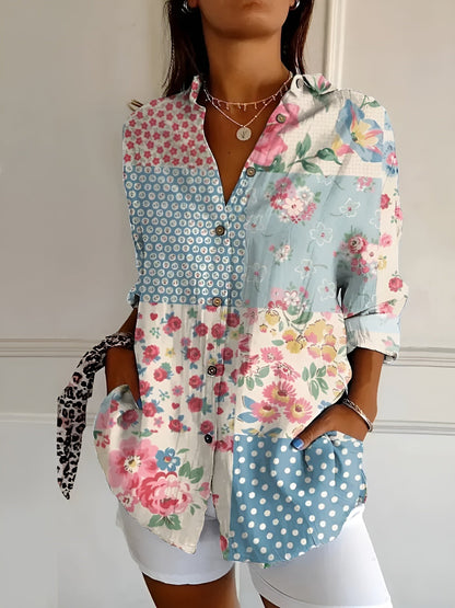 KAITLYN™ | Patchwork Button Blouse