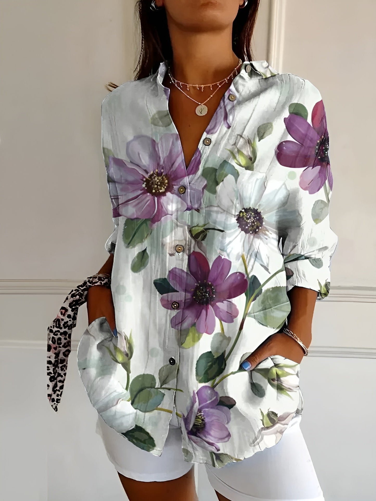 KAITLYN™ | Patchwork Button Blouse