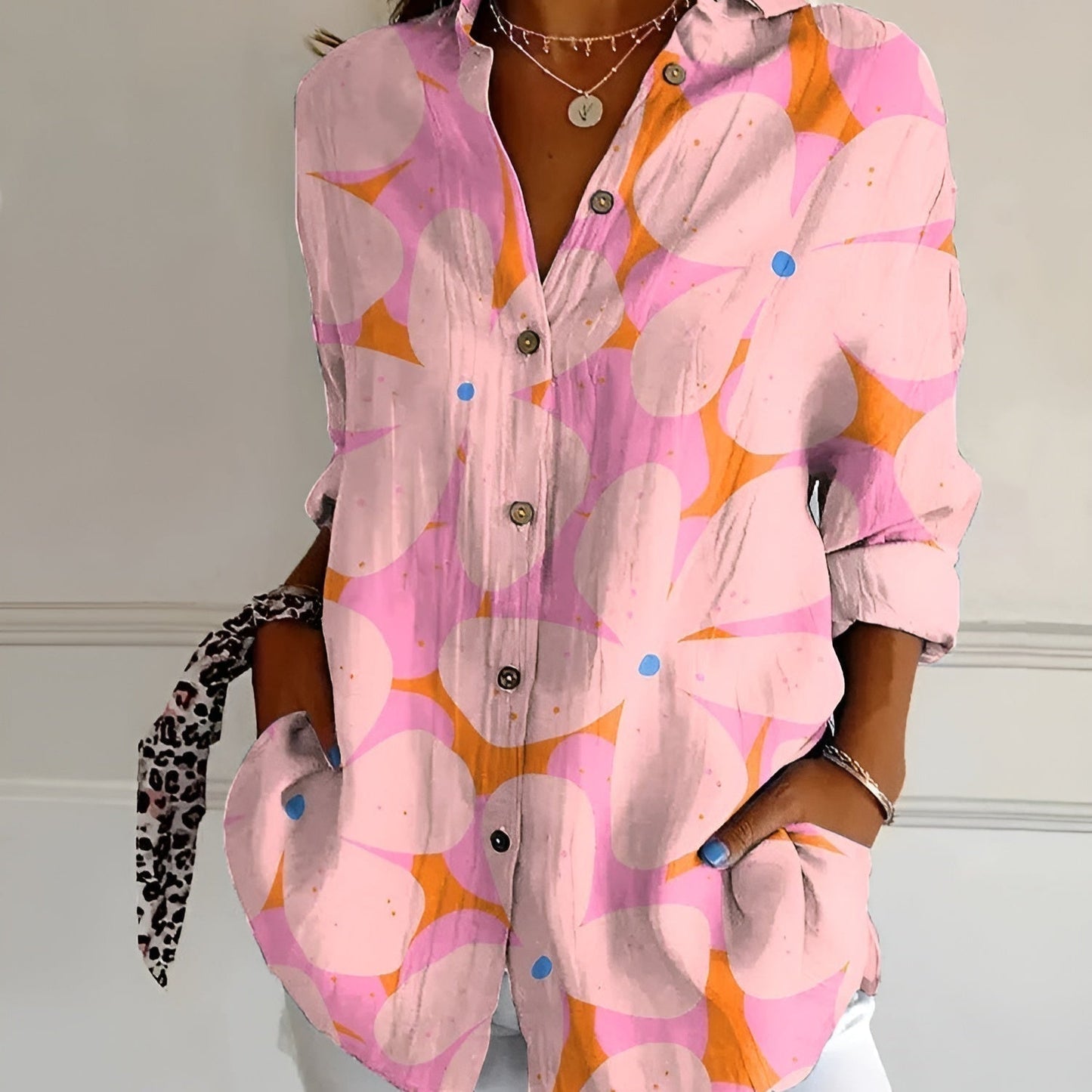 KAITLYN™ | Patchwork Button Blouse